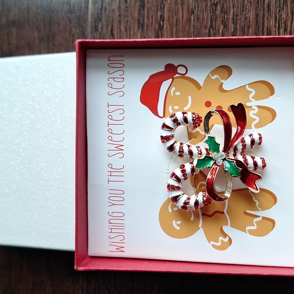 NEW Candy Cane Christmas Holiday Pin Brooch - Picture 2 of 7